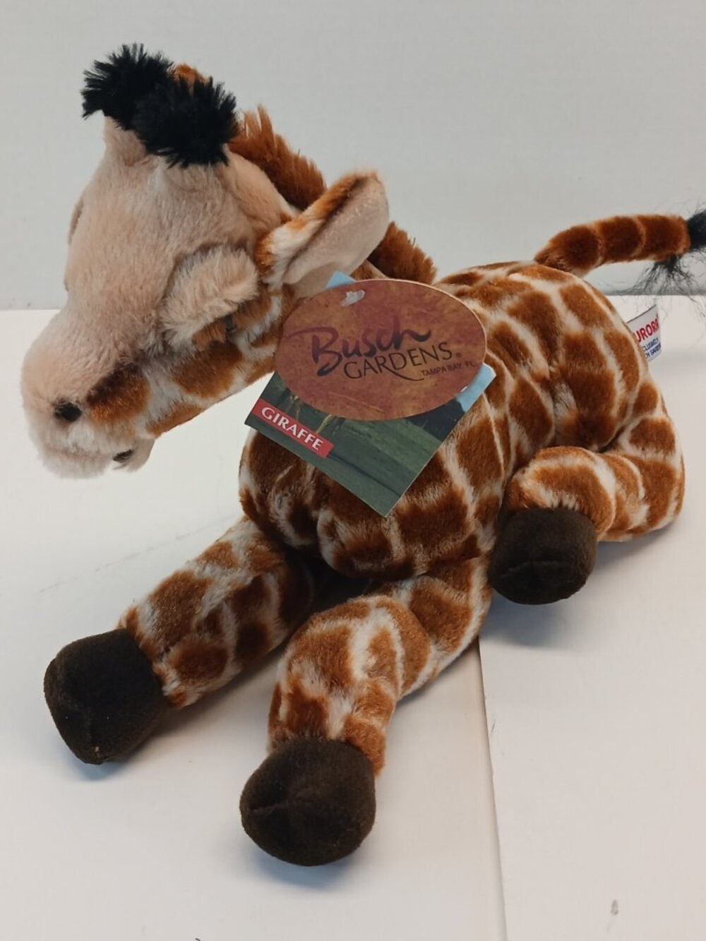 Busch Gardens Aurora Giraffe Soft Plush Toy 12" Long with Tags Extinction Series